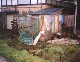 クマによるニワトリ小屋の被害