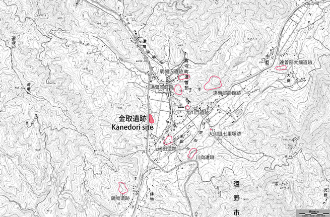 金取遺跡の位置図