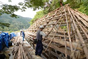 ハセ小屋垂木の解体